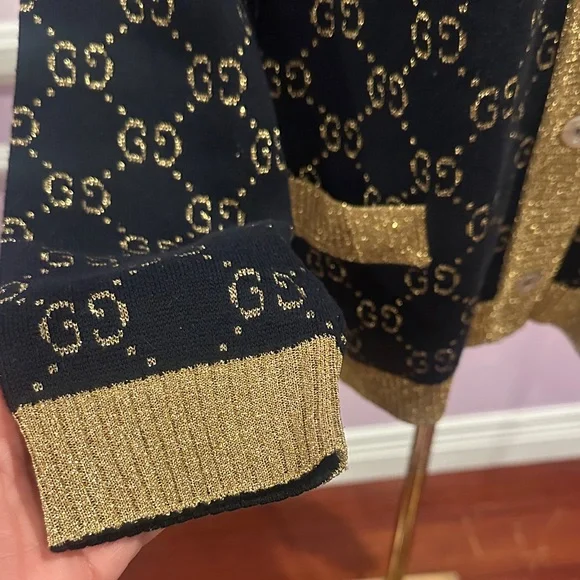 Gucci Cotton-blend lamé cardigan